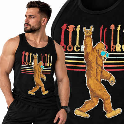 TANK TOP  HORROR  BIGFOOT ROCK ON